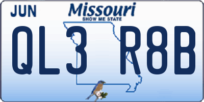 MO license plate QL3R8B