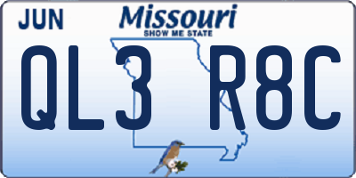 MO license plate QL3R8C