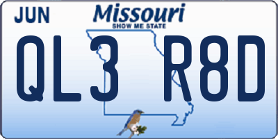 MO license plate QL3R8D