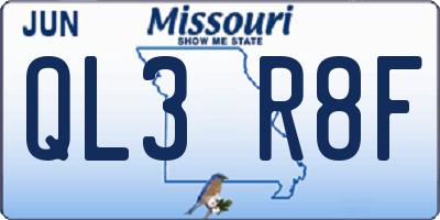 MO license plate QL3R8F