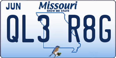 MO license plate QL3R8G