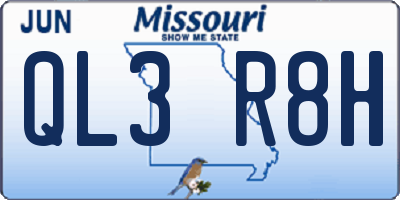 MO license plate QL3R8H