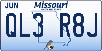 MO license plate QL3R8J