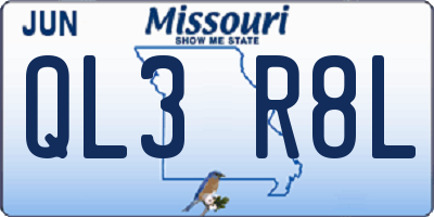 MO license plate QL3R8L