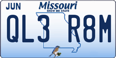 MO license plate QL3R8M