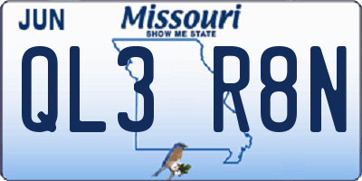 MO license plate QL3R8N