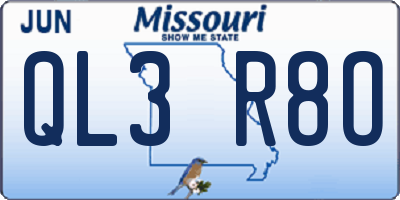 MO license plate QL3R8O