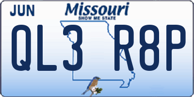 MO license plate QL3R8P