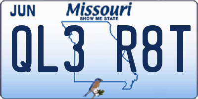 MO license plate QL3R8T