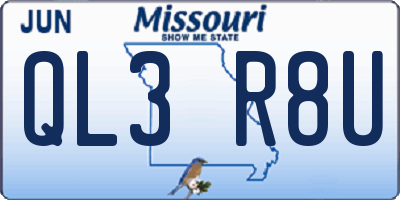 MO license plate QL3R8U
