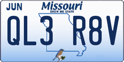 MO license plate QL3R8V