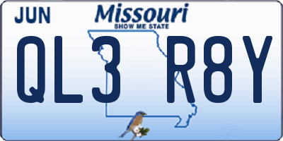 MO license plate QL3R8Y