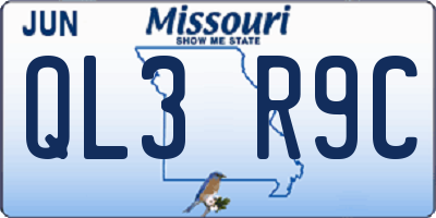 MO license plate QL3R9C