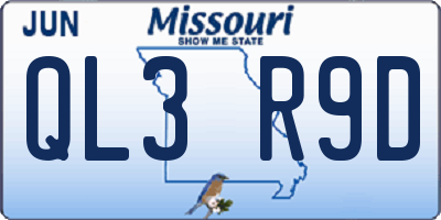 MO license plate QL3R9D