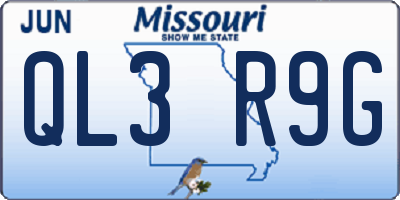 MO license plate QL3R9G