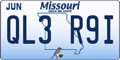 MO license plate QL3R9I