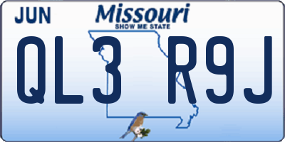 MO license plate QL3R9J