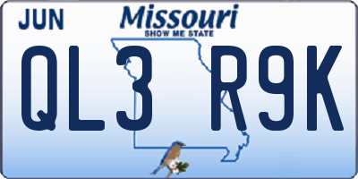 MO license plate QL3R9K