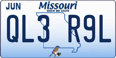 MO license plate QL3R9L