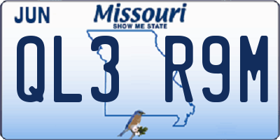 MO license plate QL3R9M