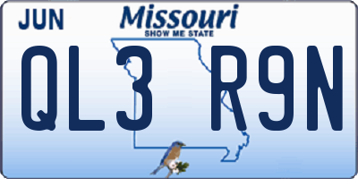 MO license plate QL3R9N