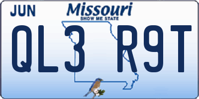 MO license plate QL3R9T