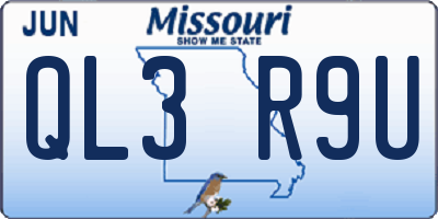 MO license plate QL3R9U
