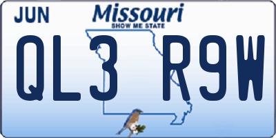 MO license plate QL3R9W