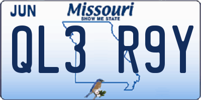 MO license plate QL3R9Y
