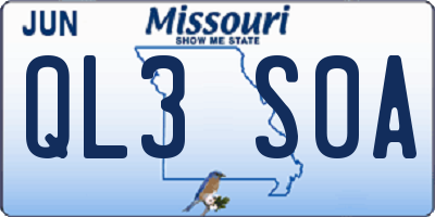 MO license plate QL3S0A