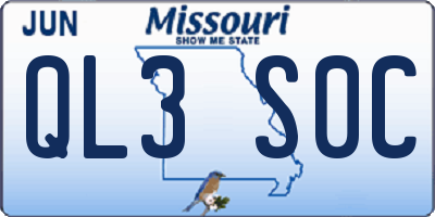MO license plate QL3S0C