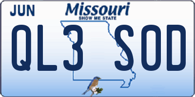 MO license plate QL3S0D