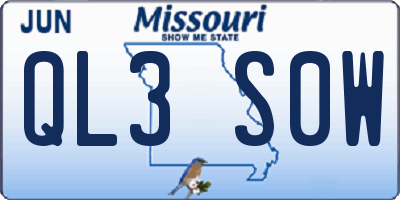 MO license plate QL3S0W