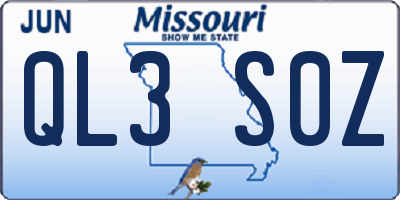 MO license plate QL3S0Z