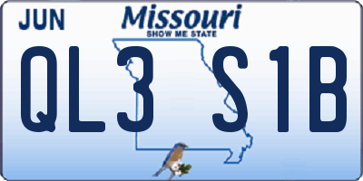 MO license plate QL3S1B