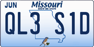MO license plate QL3S1D