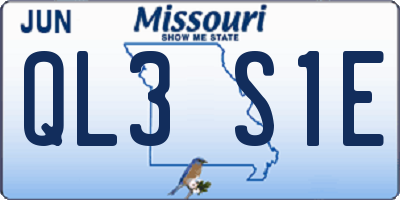 MO license plate QL3S1E
