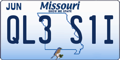 MO license plate QL3S1I