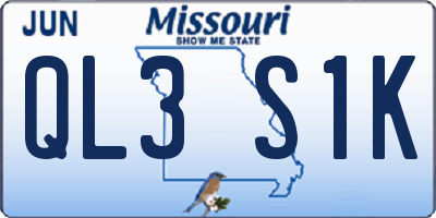 MO license plate QL3S1K