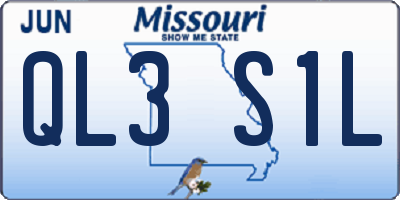 MO license plate QL3S1L