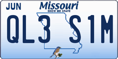 MO license plate QL3S1M