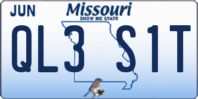 MO license plate QL3S1T