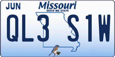 MO license plate QL3S1W