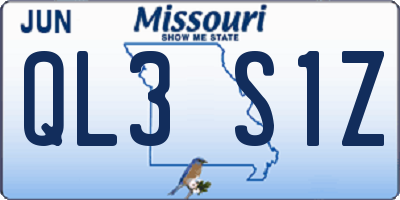 MO license plate QL3S1Z