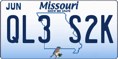 MO license plate QL3S2K
