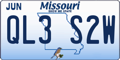 MO license plate QL3S2W