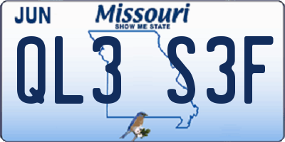 MO license plate QL3S3F