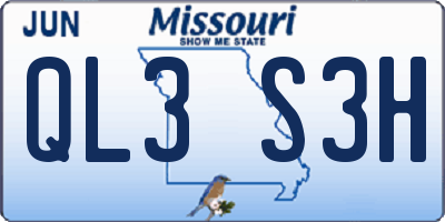 MO license plate QL3S3H