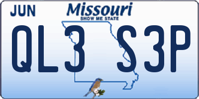 MO license plate QL3S3P