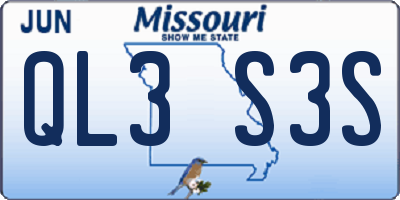 MO license plate QL3S3S